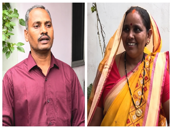 योगेश के माता-पिता की तस्वीर। पिता गयाराम साहू महाराष्ट्र के पूर्व राज्यपाल रमेश बैस के ड्राइवर हैं।