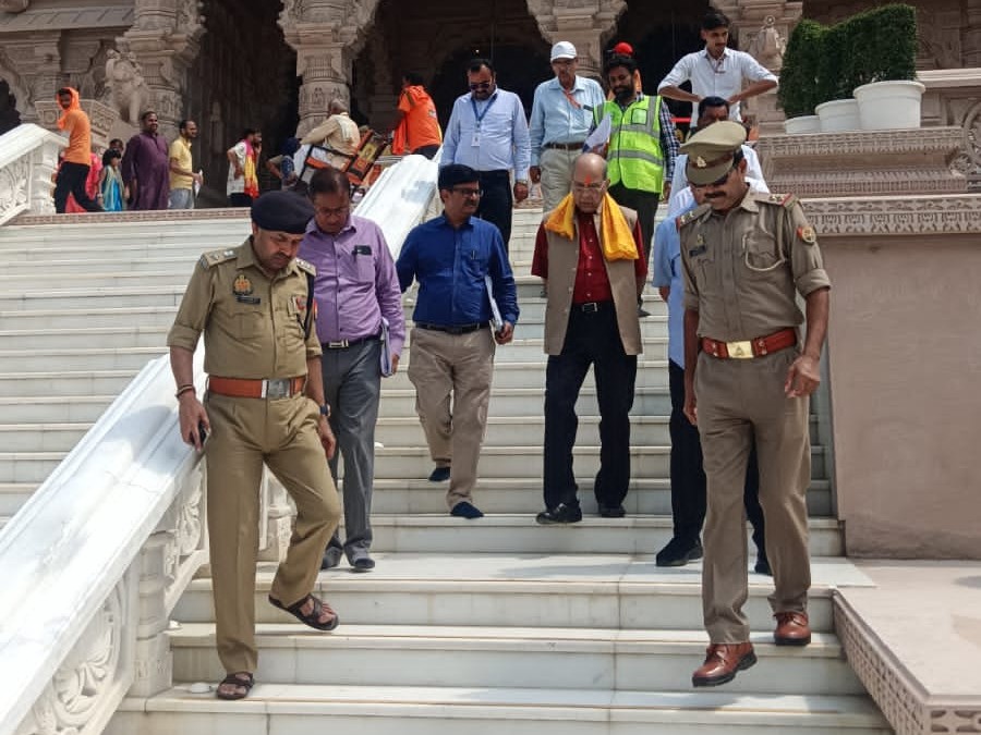 Nripendra Mishra, chairman of the Ram Temple Construction Committee, inspects the construction work every month