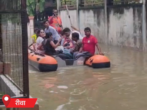 रीवा के कई इलाकों में पानी भर गया।