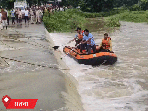 सतना जिले के नागौद में 24 घंटे के दौरान 6.4 इंच बारिश दर्ज की गई।