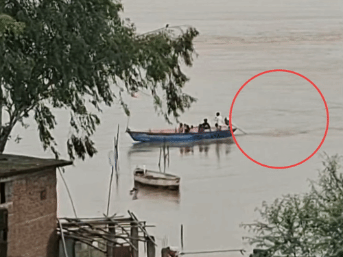 नरसिंहपुर जिले में शनिवार को लगातार बारिश और बरगी बांध के गेट खुले होने के कारण नर्मदा नदी का जलस्तर और बढ़ गया। बावजूद इसके कुछ लोग नाव से नदी पार करते देखे गए।