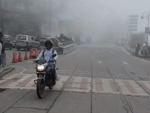 नैनीताल में बारिश के अलर्ट के बीच शनिवार सुबह घना कोहरा छाया रहा।