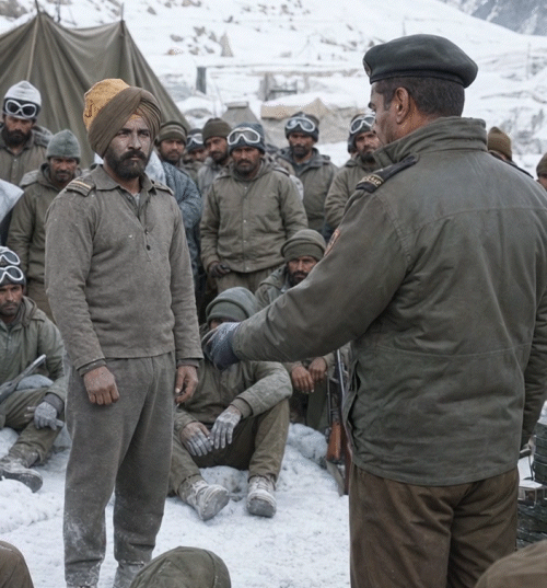 सूबेदार बाना सिंह अपने अफसर से बात करते हुए। AI इमेज