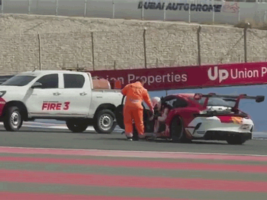 Ajith safely exited the car after the Dubai accident.