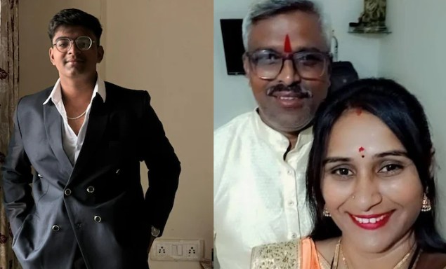 मुरलीधर चांदगुडे (48 साल) संगीता चांदगुडे (42 साल) और बेटा कुणाल चांदगुडे (18 साल) की फाइल फोटो।