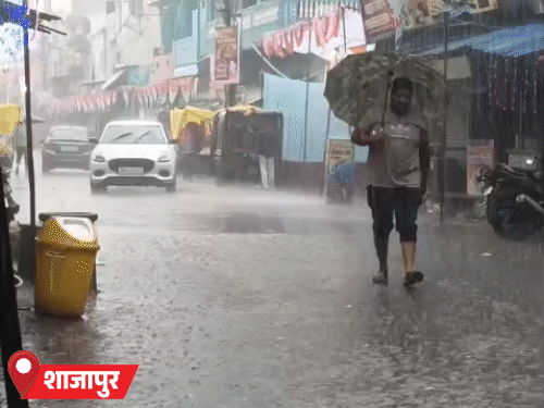 शाजापुर में तेज बारिश हुई।