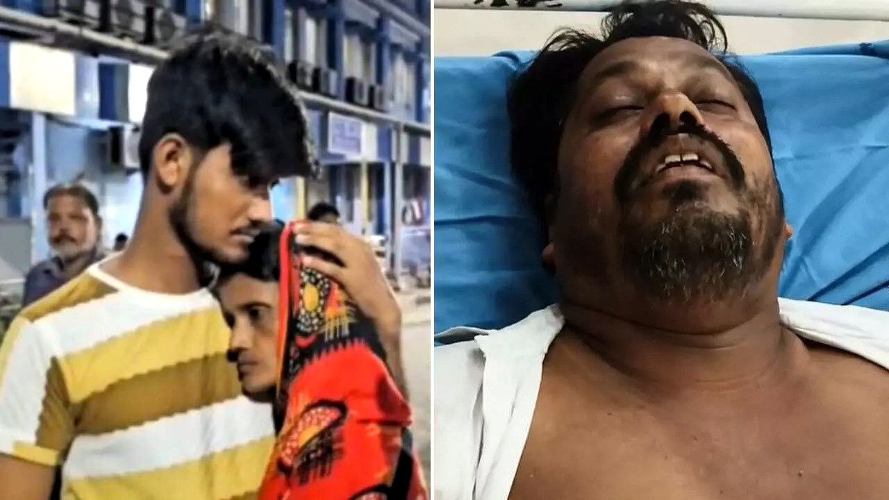 अस्पताल में अब्दुल अपनी मां के साथ। पिता शेख मोहम्मद मफीक (दाएं)।