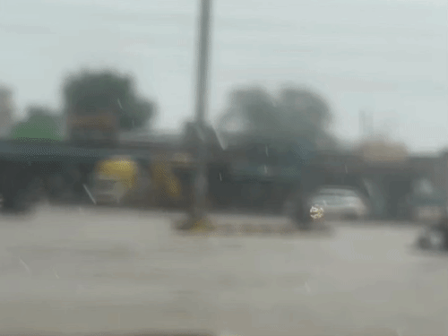 Heavy rain caused waterlogging on the roads in Raipur's Mana area, Chhattisgarh.