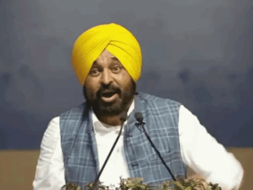 CM भगवंत मान की फाइल फोटो और जालंधर में मुलाजिमों को सड़क से हटाती पुलिस। - Dainik Bhaskar