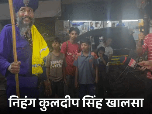 शराबियों व ठेके वालों को चेतावनी देते हुए निहंग