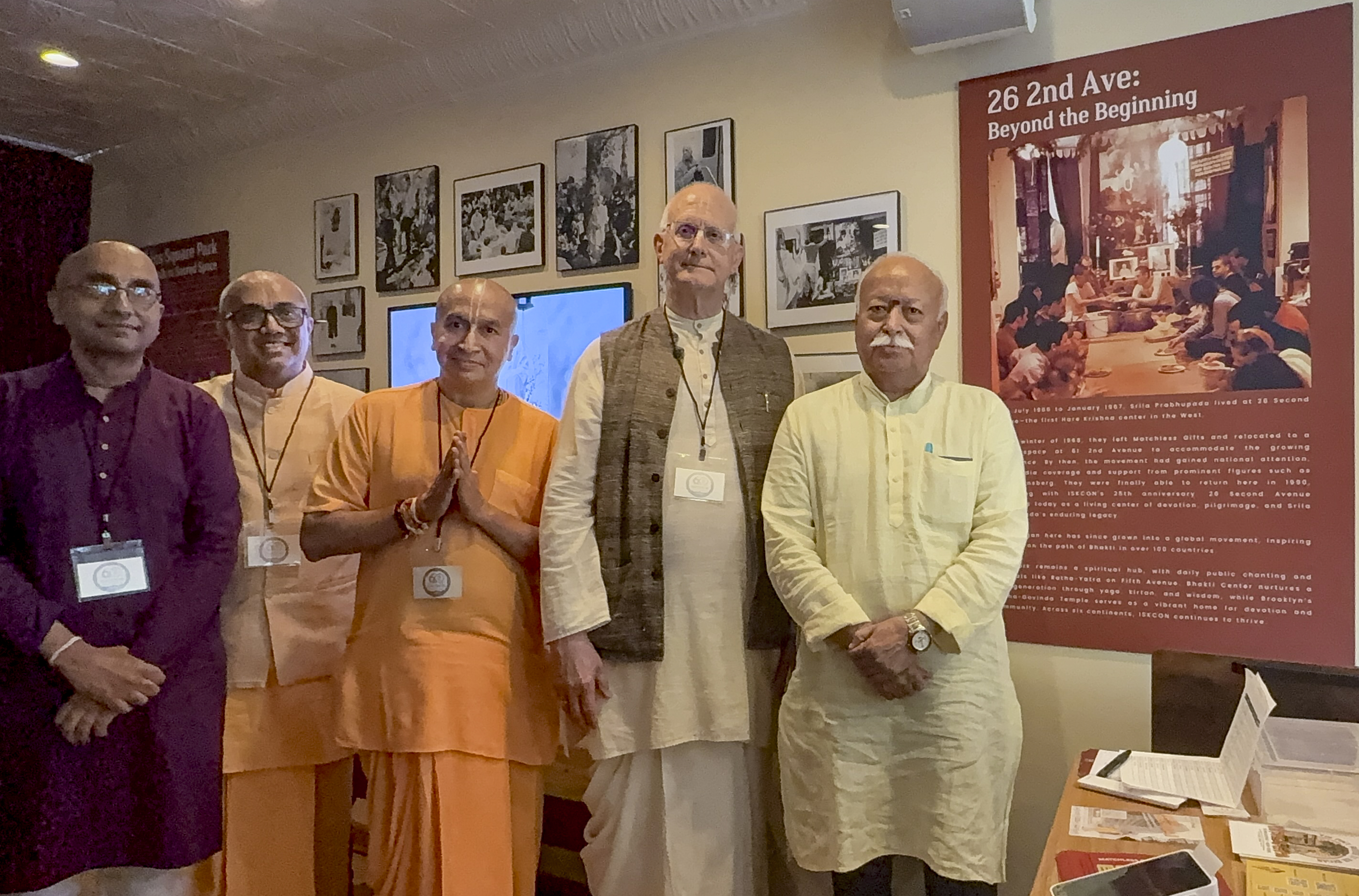 Bhagwat with officials of the ISKCON center in New York.