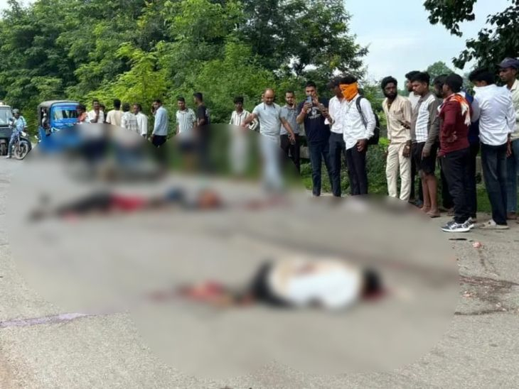 हादसे के बाद लोगों की भीड़ जमा हो गई। कुछ देर तक आवाजाही बंद रही।
