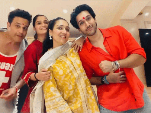 Krushna Abhishek celebrated Rakshabandhan with his sister Aarti Singh and maternal uncle Govinda's children Tina Ahuja and Harshvardhan Ahuja.