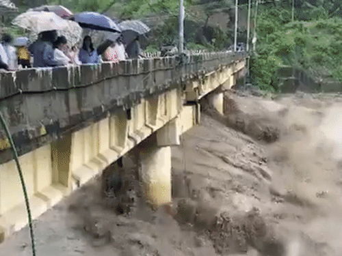 Due to heavy rains in Uttarakhand, the Gaula River in Haldwani is in spate.