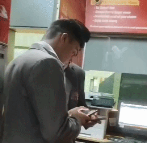 Employees talking to each other inside the cabin