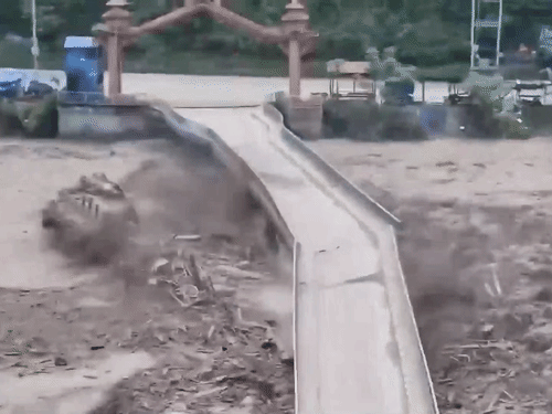 In Nepal, on August 26, a bridge in Rasuwa district over the Trishuli river was washed away due to floods.