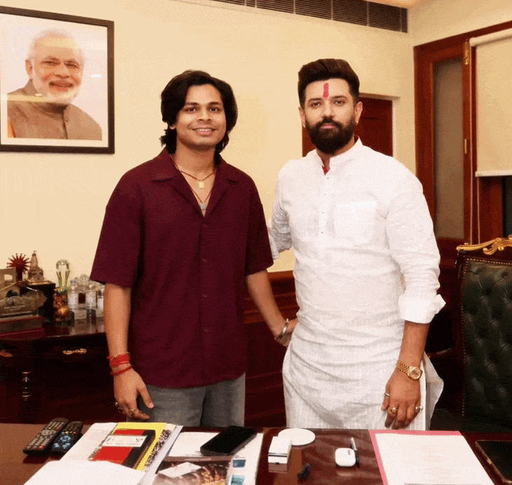 There are also photographs with Kapil Mishra, a minister in the Delhi government, and Union Minister Chirag Paswan.