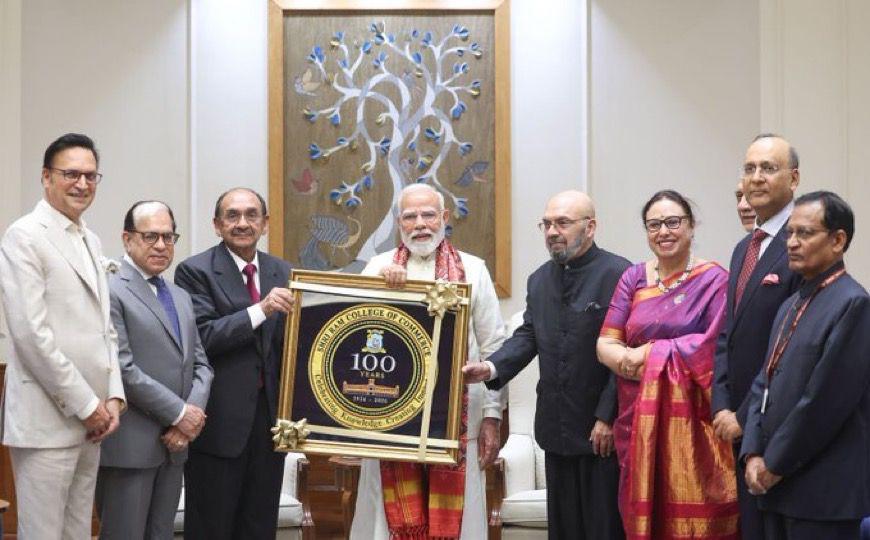 On April 25, 2026, PM Modi met with several people, including the governing body, Principal Prof. Simrit Kaur, and journalist Rajat Sharma, at his residence to mark the completion of 100 years of SRCC.