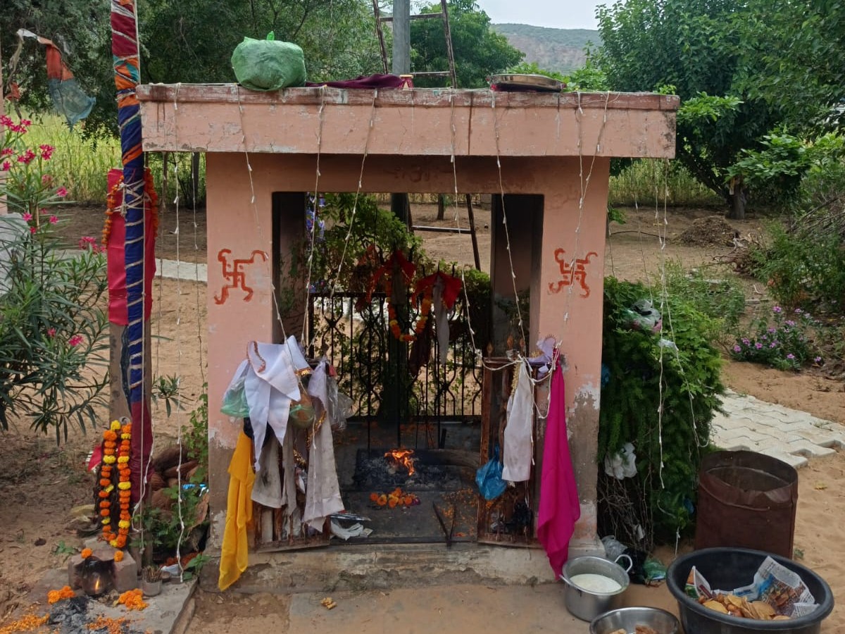 मंदिर में गोगा महाराज की पूजा की और भोग लगाया।