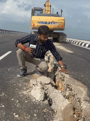 भास्कर रिपोर्टर ने हाईवे की हालत देखी, तो सड़क में एक से डेढ़ फीट की दरारें मिलीं।
