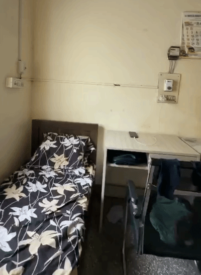 Room in the hostel. Students living there shared this footage.