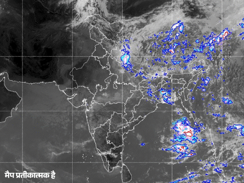 मानसूनी बादलों के गायब होने की यह तस्वीर IMD ने जारी की है। जिसमें बादल केवल पूर्वी हिस्से में दिखाई दे रहे हैं। - Dainik Bhaskar