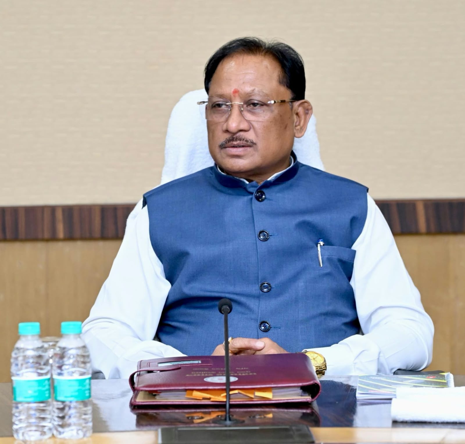 मुख्यमंत्री विष्णु देव साय की अध्यक्षता में बुधवार को मंत्रालय महानदी भवन में हुई कैबिनेट बैठक।