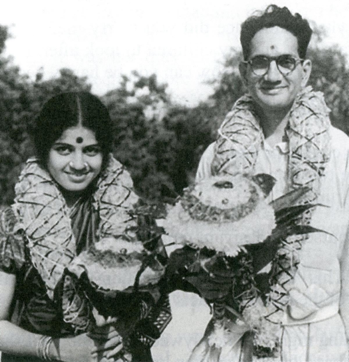 M.S. Subbulakshmi with her husband, Sadasivam.