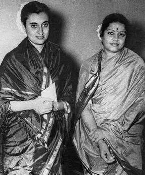 A picture of M.S. Subbulakshmi with Indira Gandhi.
