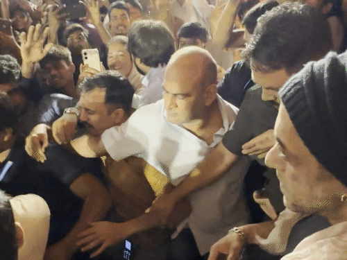 Salman Khan was also seen surrounded by security personnel amid the crowd.