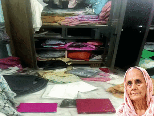 पुलिस जब घर में पहुंची तो घर का सामान बिखरा मिला। इनसेट में पीड़ित महिला का फाइल फोटो।