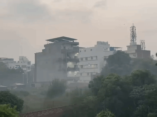 हिसार में शनिवार सुबह छाई धुंध।