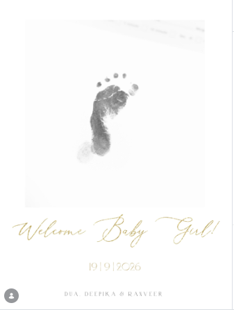 Deepika and Ranveer posted this picture announcing the birth of their second daughter.