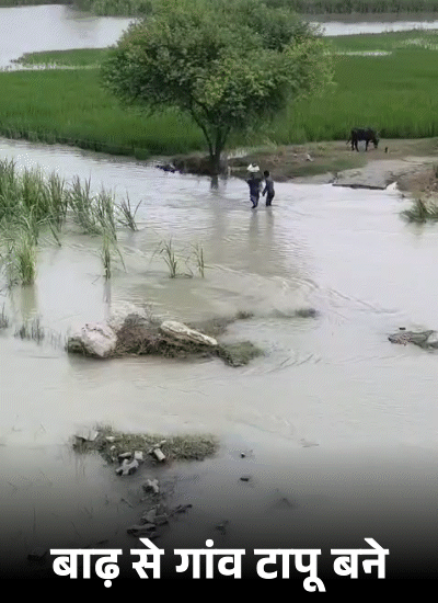 गोंडा में घाघरा नदी का जलस्तर घटने लगा है। 10 गांव अब भी पानी से घिरे हैं। रास्ते जलमग्न होने की वजह से गांव टापू बने हुए हैं।