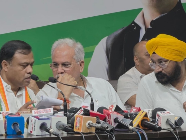 रायपुर में PCC चीफ दीपक बैज और पूर्व CM भूपेश बघेल ने पीसी ली।
