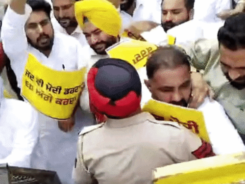 टीम की गाड़ियों के शीशे तोड़े, बिल्डिंग पर पत्थर मारे, पुलिस से धक्कामुक्की, CRPF ने रोके|मोहाली,Mohali - Dainik Bhaskar