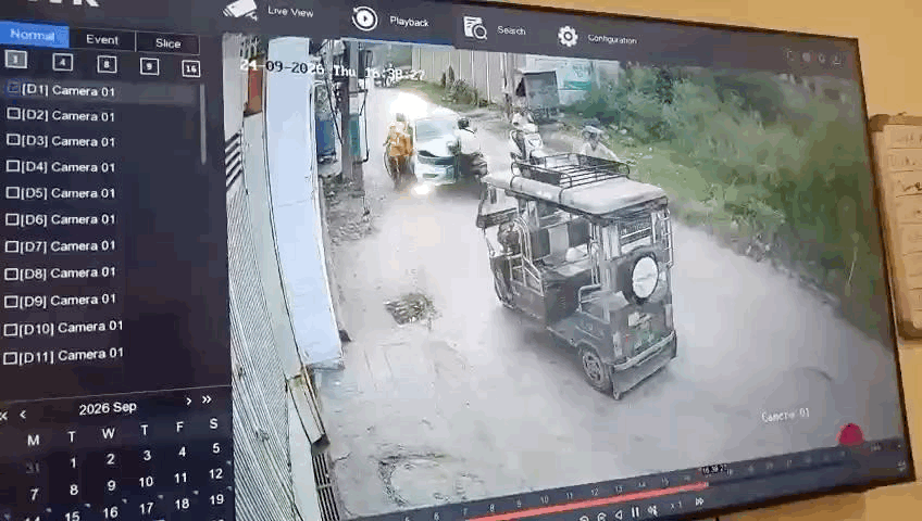 CCTV में हवा में उड़ता नजर आया बाइक सवार।