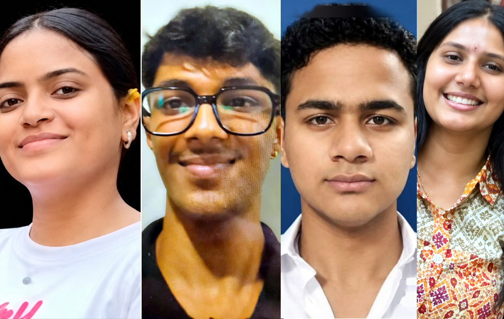 युविका सिंह उर्फ तृषा, सार्थक अग्रवाल, नमन गुप्ता और वंशिका खंडेलवाल। (बाएं से दाएं)