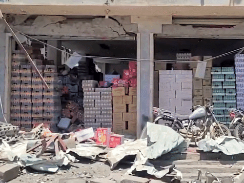 Many shops were seen damaged after the attack.