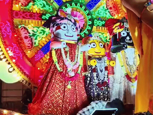 भगवान जगन्नाथ की थीम पर निकली झांकी।