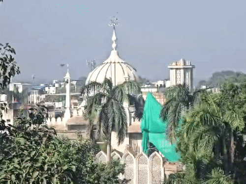 शाही मस्जिद के हिस्से को मुस्लिम समुदाय के लोग हाथ से तोड़ने का काम चार दिन से कर रहे हैं। इसी दौरान हादसा हुआ।  - Dainik Bhaskar