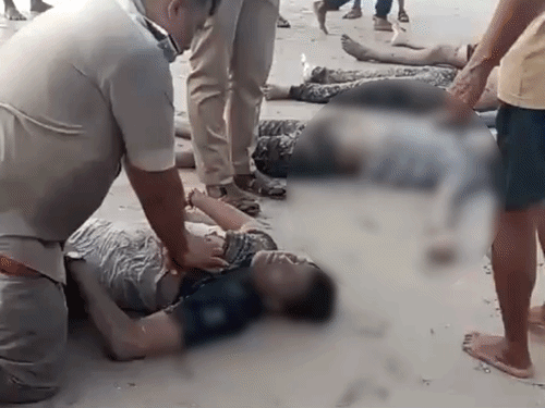 पुलिस ने बच्चों को पानी से बाहर निकालने के बाद CPR देकर जान बचाने की कोशिश भी की। - Dainik Bhaskar