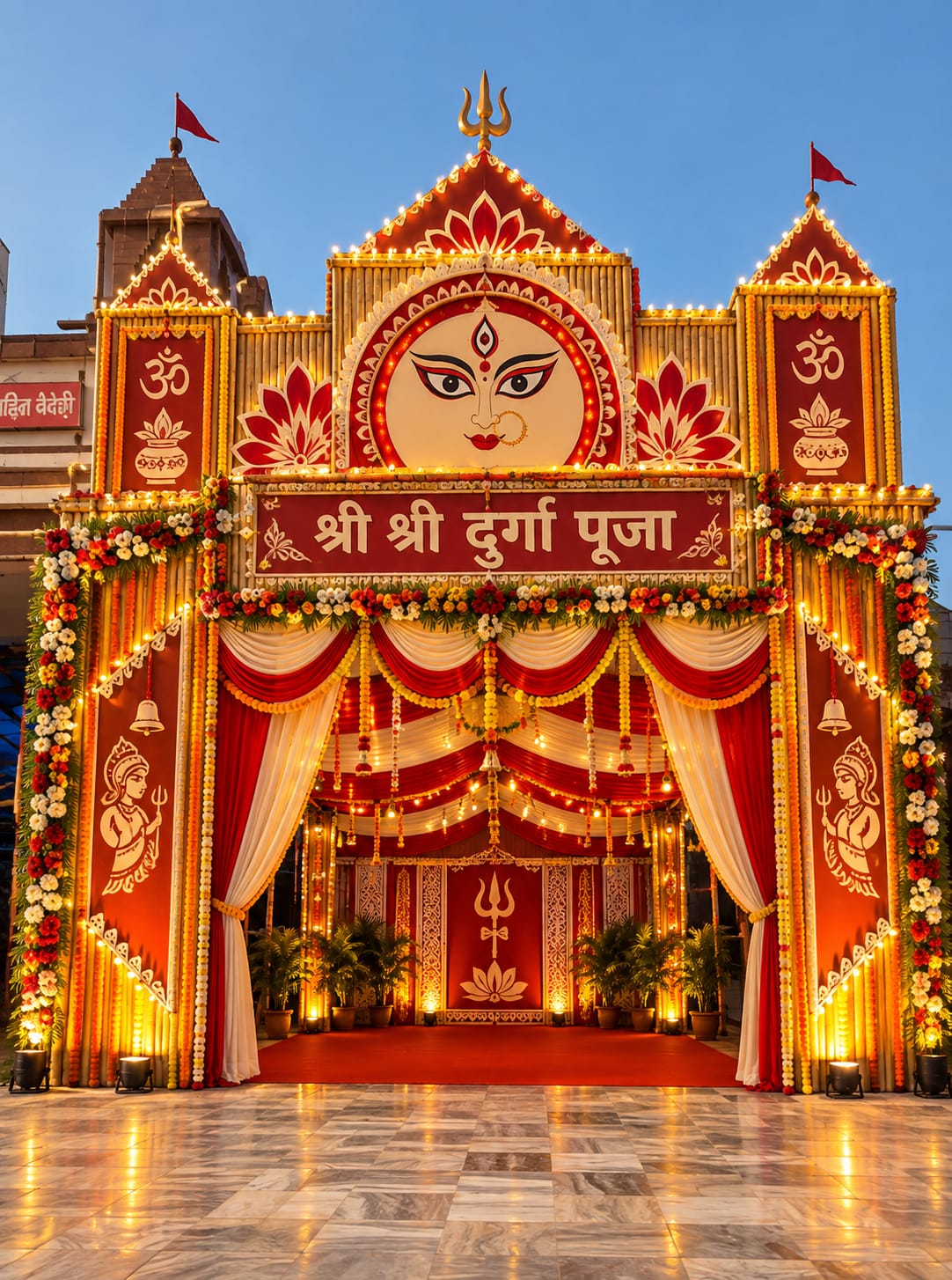 महावीर मंदिर में दुर्गा पूजा पंडाल का 3D इमेज