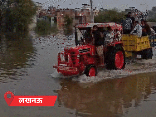 लखनऊ में घर-दुकान जलमग्न, सड़कों पर नाव चल रही; यूपी में मानसून विदा|उत्तरप्रदेश,Uttar Pradesh - Dainik Bhaskar