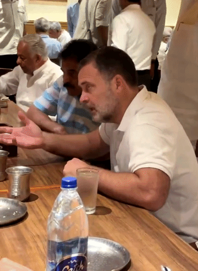 राहुल यांनी विरोधी खासदारांसोबत दुपारचे जेवण केले. यावेळी ते काही चर्चा करतानाही दिसले.