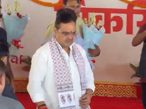 बीजेपी के सेवा ज्योति यात्रा कार्यक्रम में सीएम भजनलाल शर्मा पहुंचे।