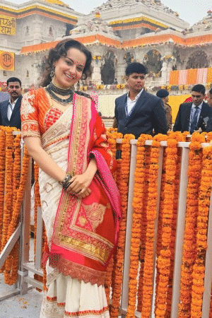 तस्वीर 22 जनवरी, 2024 की है। कंगना रामलला के प्राण-प्रतिष्ठा समारोह में शामिल हुई थीं।