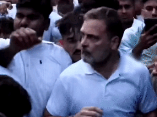 BJP का आरोप- राहुल ने महिला पत्रकार को धकेला: मार्च में शामिल कार्यकर्ता को भी कोहनी मारी, उनका व्यवहार लोकतंत्र के लिए खतरनाक पहली तस्वीर मार्च के दौरान की है, जब एक कार्यकर्ता चलते-चलते राहुल के पीछे आ जाता है, इसी दौरान वे उसे कोहनी मारते हैं।