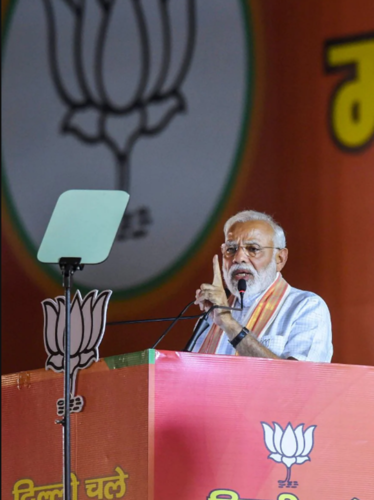 8 मई, 2019 को दिल्ली के रामलीला मैदान में पीएम मोदी।
