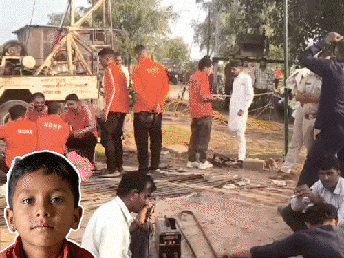 पत्थर के कारण रेस्क्यू ऑपरेशन में परेशानी आई, 640 फीट की गहराई में अटका है बच्चा|जोधपुर,Jodhpur - Dainik Bhaskar